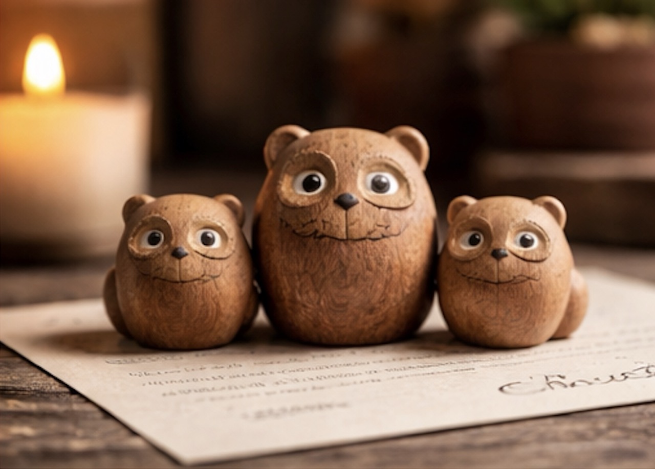 Collection of hand-carved wooden owl figures